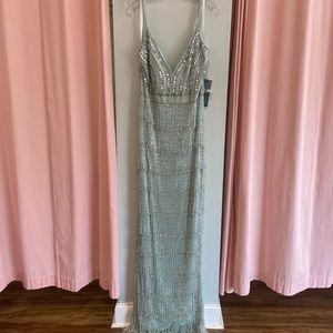 Mac Duggal Mint Green Fully beaded gown
